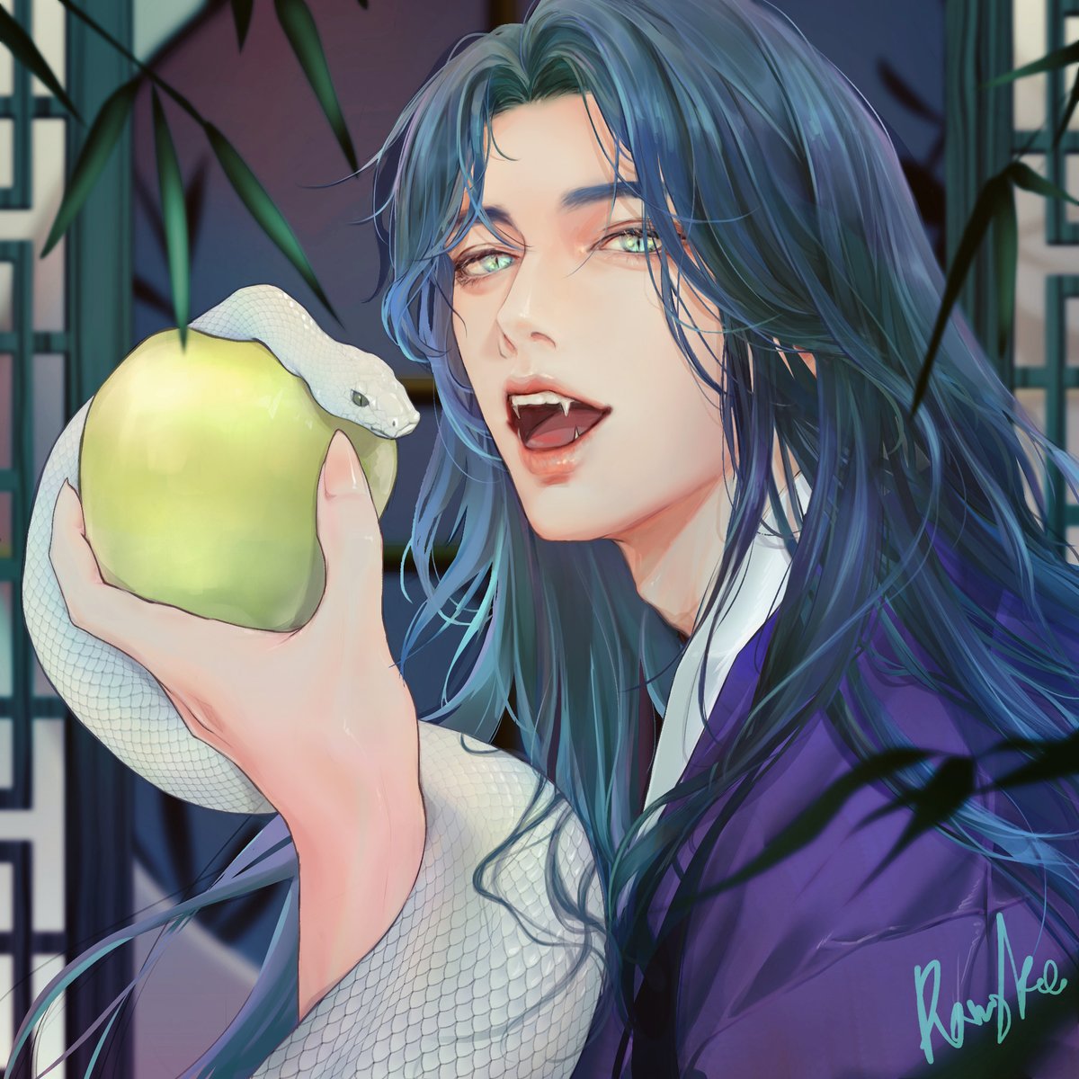 #콕카스_2025년_푸른뱀_합작

새해 복 많이 받으세요🤍🩵💙 
(푸른뱀 = 청사 =...🍏🙇)