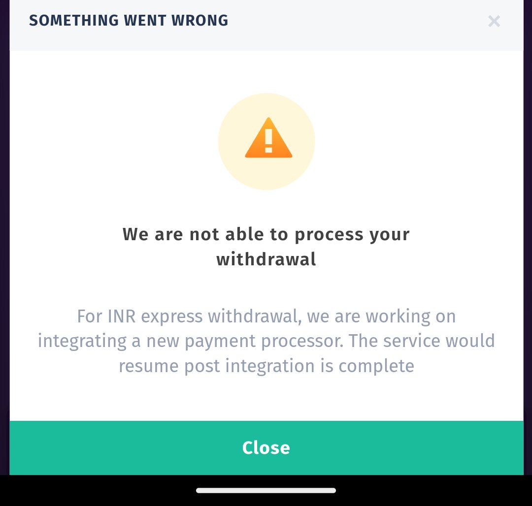 AltafJamalia's tweet photo. @bitbns Express withdrawal still not working, tried it just now..getting the enclosed message. Pls enable it for all and not selected users only. https://t.co/FaCRIW3Mpf