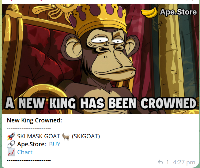 ejjayx44's tweet photo. @JakeGagain SKI MASK GOAT ON BASE IS THE NEW KING OF APES ON APESTORE!!  

PURE CTO! DEV JEEDTED AT 3K MC!  

TWITTER UPDATED ✅
TG UPDATED ✅
DEX PAID ✅

#SKIMASK #SKIGOAT #SKIMASKGOAT #100XGEM #1000XGEM https://t.co/9oPjrX0Q07