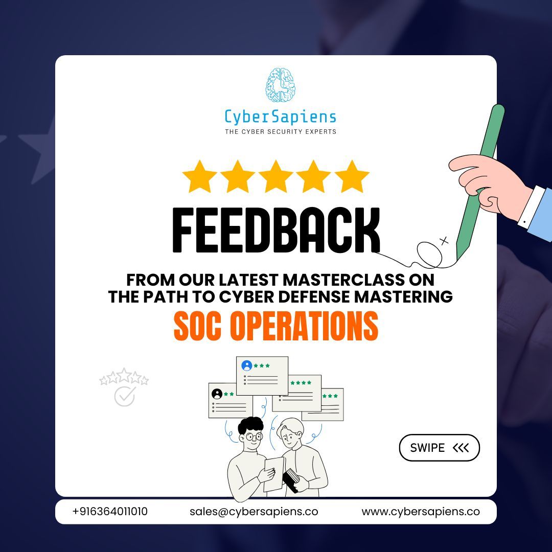 Cybersapiens101's tweet image. Thank You for Joining Us!

Our recent webinar, &quot;The Path to Cyber Defense: Mastering SOC Operations&quot;, was a huge success!

#CyberDefense #SOCOperations #CybersecurityCommunity #KnowledgeSharing #WebinarSuccess #CybersecurityTraining