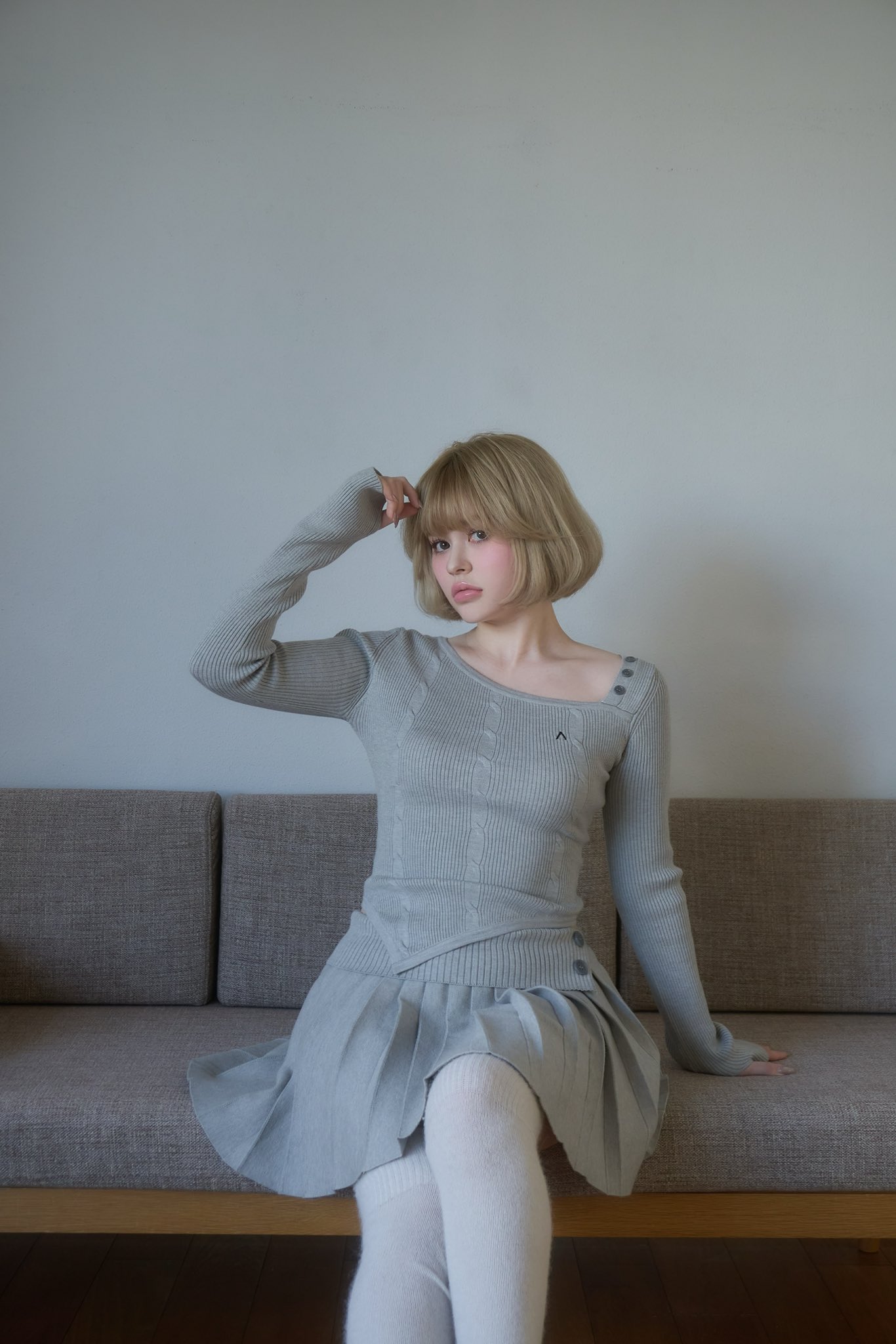 スカート ANDMARY Jody pleats knit set up Jody pleats knit set up