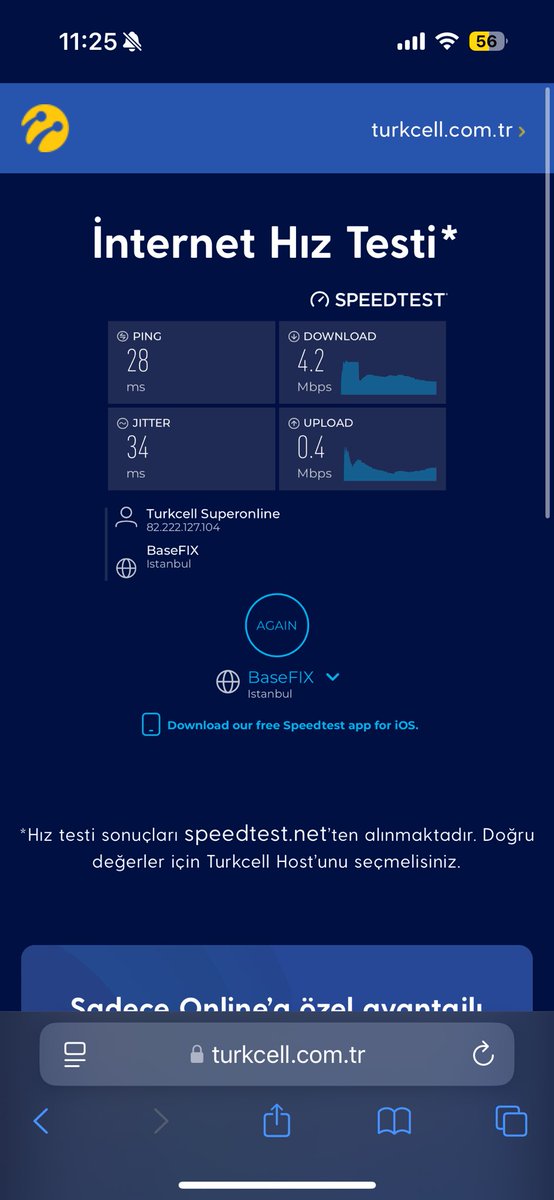 Sayenizde alabildiğim max hız bu. 2025’e değil de 2005’e giriyorum. Teşekkürler turkcell. <a href="/Turkcell/">TURKCELL</a> <a href="/TurkcellHizmet/">TURKCELL Müşteri Hiz</a>
