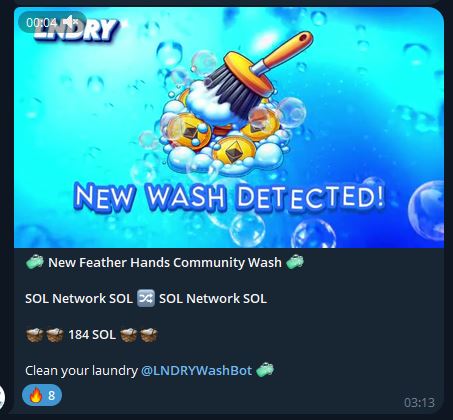 lndryecosystem's tweet photo. 460 SOL just Washed through our TG mixer bot! https://t.co/Cfpbt0Opdk

Revshare wallet looking nice and fat with over 17k! https://t.co/yz60U0P69T