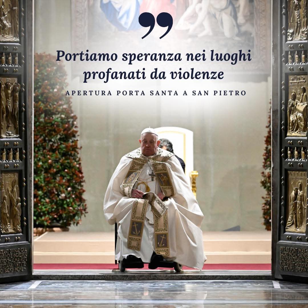 Nel nostro piccolo, schieriamoci per fermare le folli guerre che devastano il mondo.
Chiediamo tutti insieme tregue e negoziati, PACE

#PortaSanta #Giubileo #26dicembre #SantoStefano #Roma #Gaza #PapaFrancesco #Ucraina