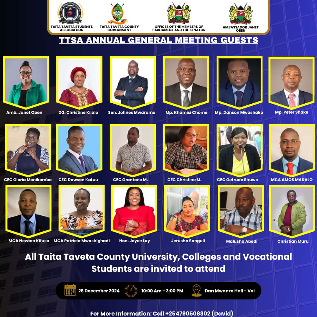 Manfred2541's tweet photo. All roads on 28/12 heading to voi, Education kwanza, Empowering youths: Education, skills and innovation.

#TTSA
TTSAAGM@2 https://t.co/VXJ83ARAOn