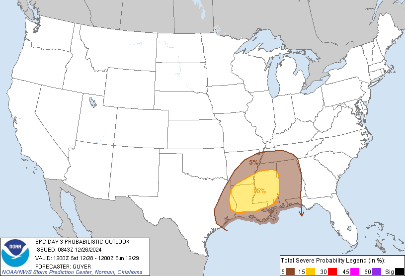 LimWeather's tweet photo. D3
#SlightRisk in S #DixieAlley esp #BatonRouge,#Shreveport,#BossierCity,#MonroeLA,#Lafayette,#LakeCharles,#AlexandriaLA,#JacksonMS,#Tupelo,#ColumbusMS,#Starkville,#Hattiesburg,#LaurelMS
15%#SevereWx risk
#Wxtwitter #wxx #SPC #tornado #wind #hail #txwx #mswx #lawx #arwx #alwx https://t.co/QkbLjw0oKj