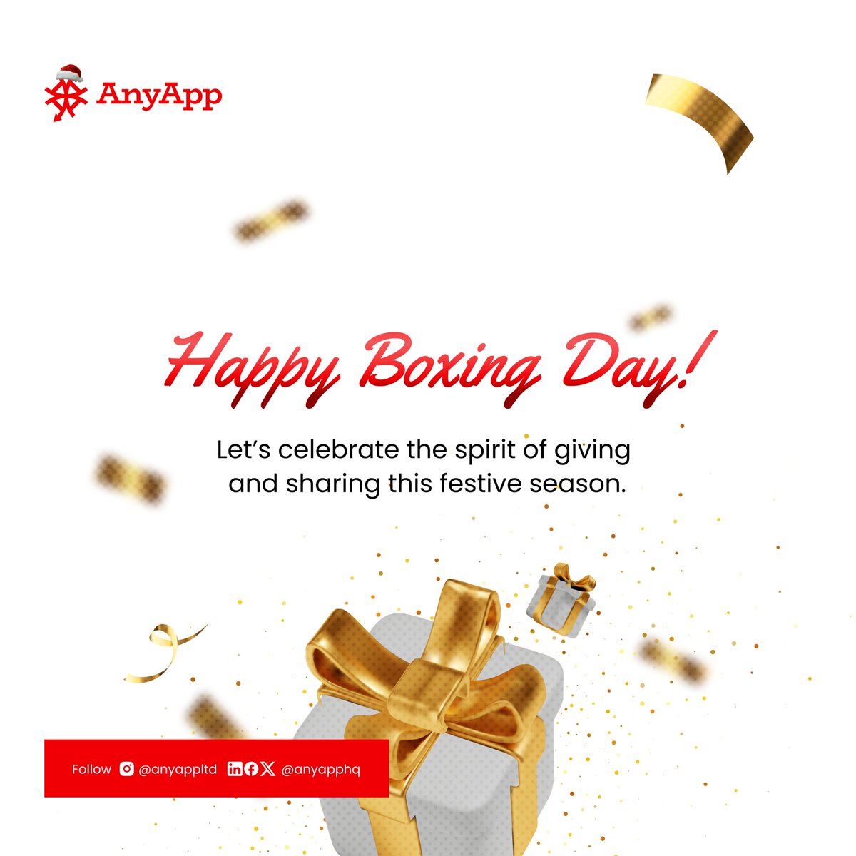 AnyTechHQ's tweet photo. After the Christmas celebrations, it’s time to unwind, reflect, and continue spreading joy. 

Have a wonderful Boxing Day! 🎁

#HappyBoxingDay #SpiritOfGiving #AnyApp https://t.co/SH6ei0JOup
