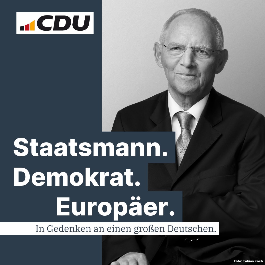 Vor einem Jahr ist ein großer Staatsmann und Christdemokrat von uns gegangen: Wir mussten uns von Wolfgang Schäuble verabschieden. Mit ihm hat Deutschland einen integren, klugen, scharfsinnigen und leidenschaftlichen Vordenker, einen unermüdlichen Werber für die Demokratie und