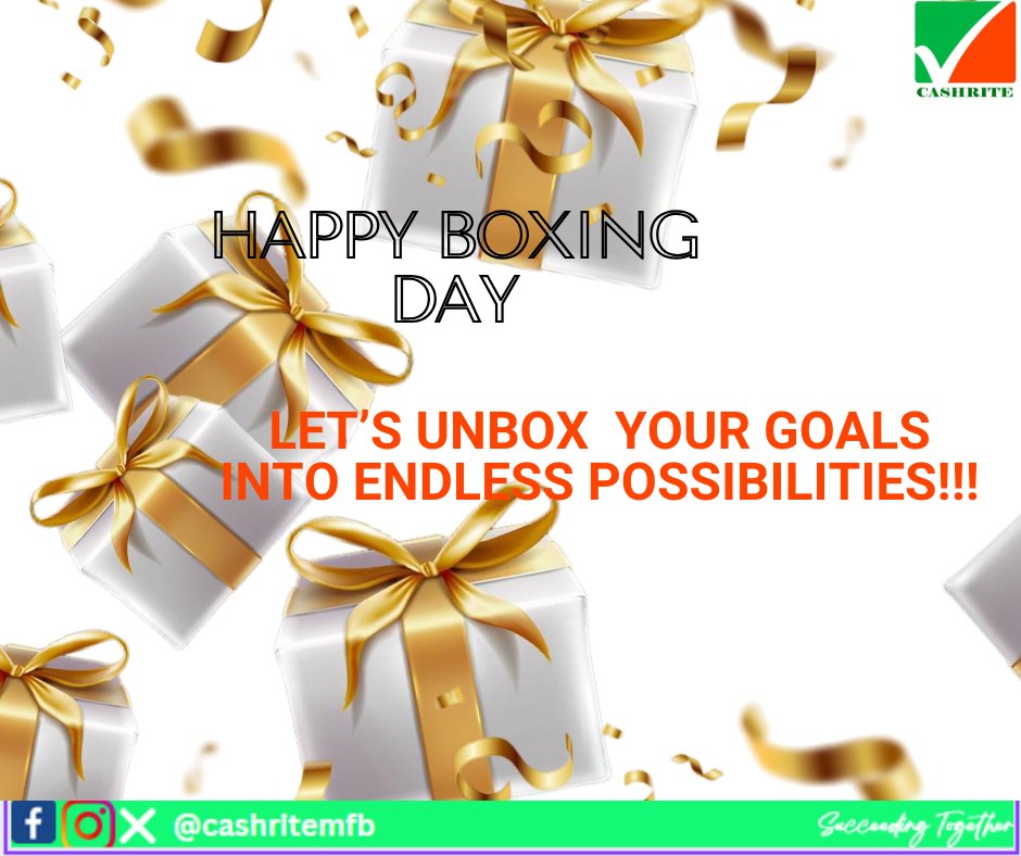Cashritemfb's tweet photo. Let's  make this Boxing Day the best one yet, with financial solutions that  bring joy and peace  of mind. Thank you for choosing Cash Rite  Microfinance Bank. We are honoured  to support you and your dreams this  festive season and beyond.
#FestiveSeason #boxingday #sharejoy https://t.co/9YJ73Fe7UP