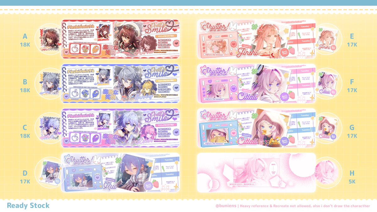 ౨ৎ ˖YahoO! Any interaction would be appreciated! 🌺 

Nara bawa layout Ready stok Robin, Sunday, hu tao, rui, citlali, dan jinshi yang baru~ bisa langsung di take aja lewat dm ><. untuk harganya sudah tertera dipict 💞

#zonauang