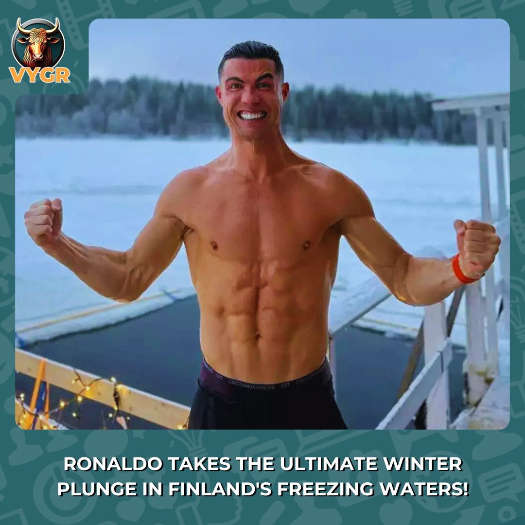 Vygrofficial's tweet image. Siuuu! 🎉 Cristiano Ronaldo dives into a freezing pool this Christmas, proving that life is all about bold adventures! Are you ready to take the plunge? #ColdMan #FamilyFun #AdventureAwaits  #Christmas #Football