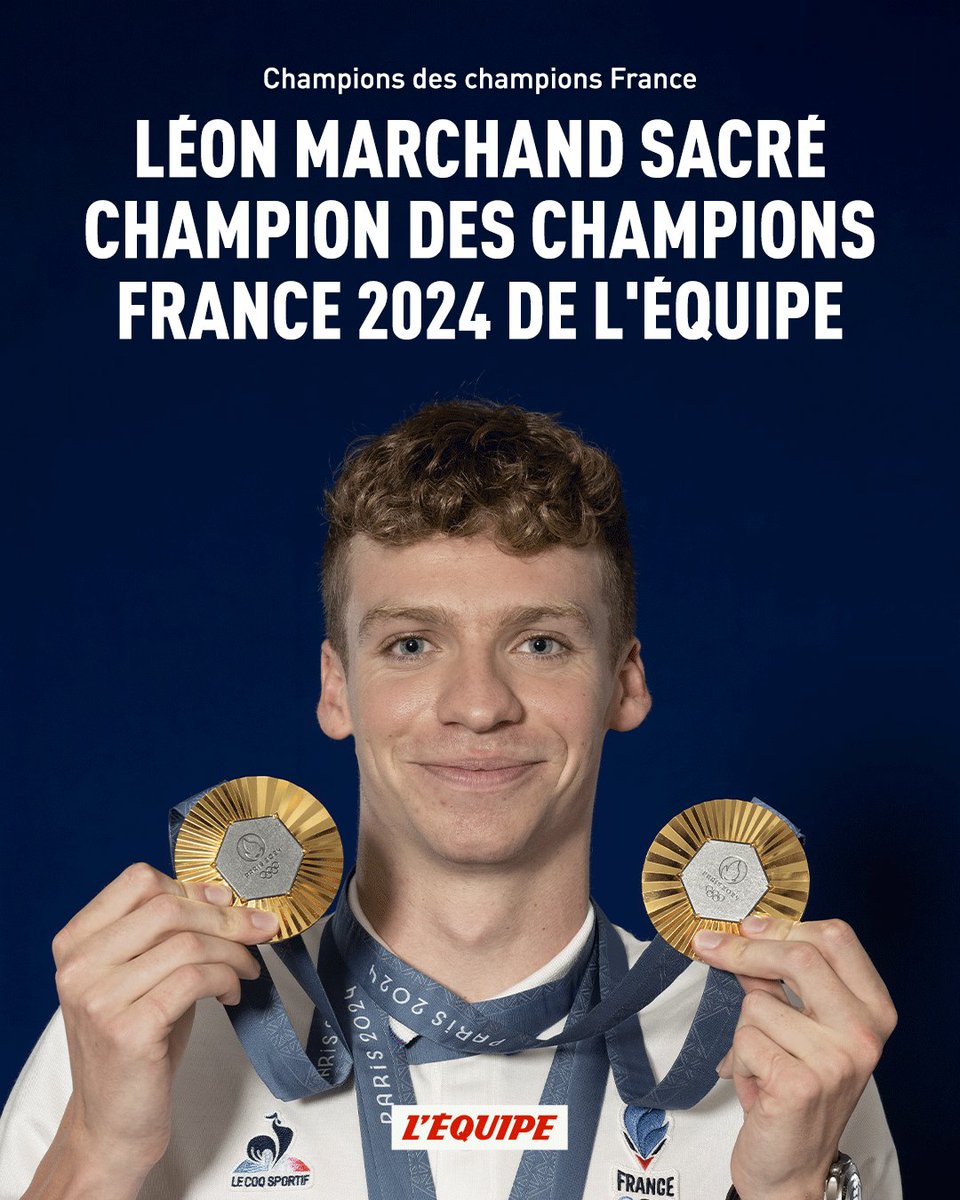 Comme chaque année depuis 1946, les rédactions du groupe L'Équipe ont élu leurs Champions des champions. 

Léon Marchand, quadruple champion olympique, a sans surprise raflé la majorité des suffrages chez les hommes.

Le classement complet > l.lequipe.fr/dN