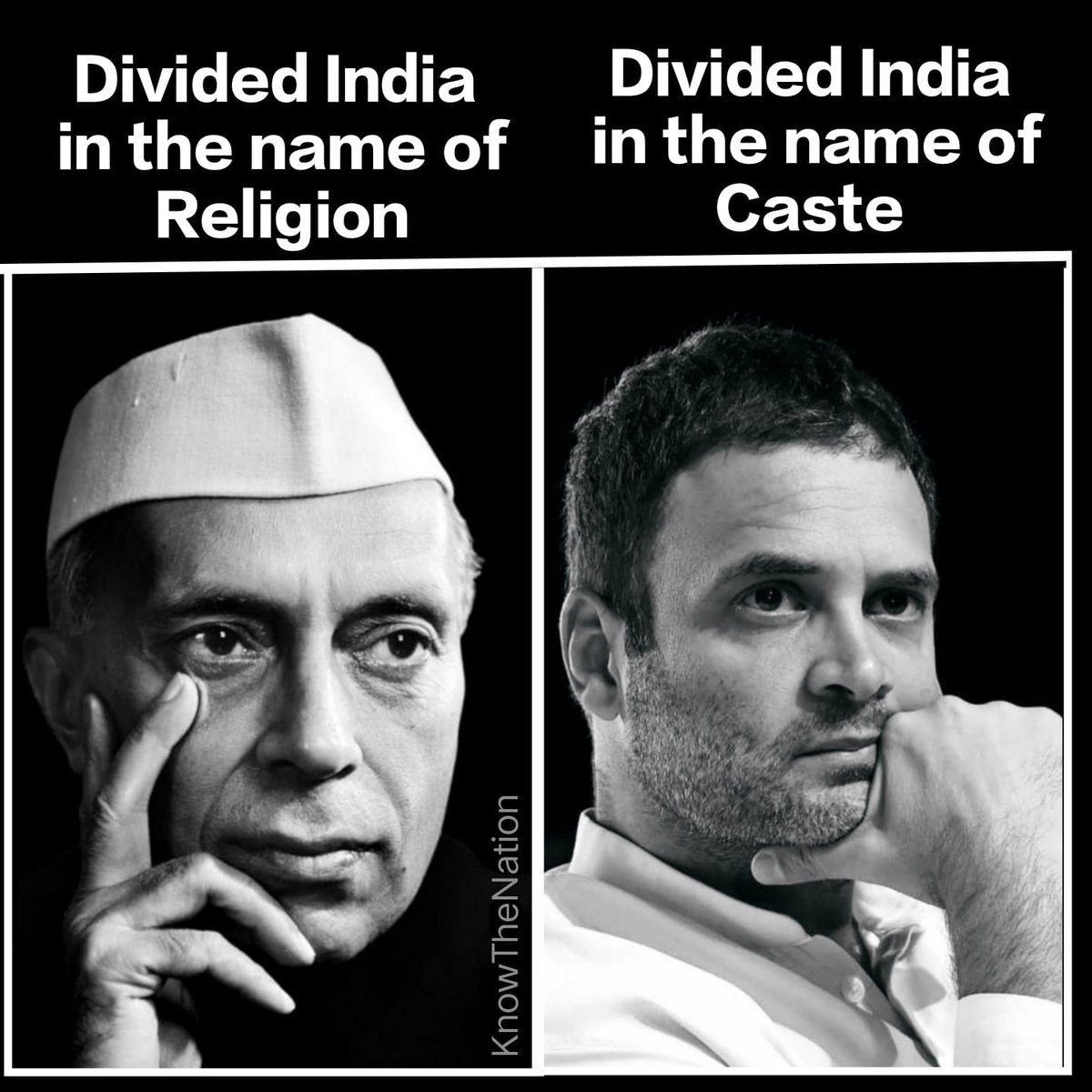knowthenation's tweet image. Think Negative! Divided India in the name of Religion/Caste.
#RahulGandhi #rahulgandhigundahai #CongressAntiHindu #CongressMukTBharat