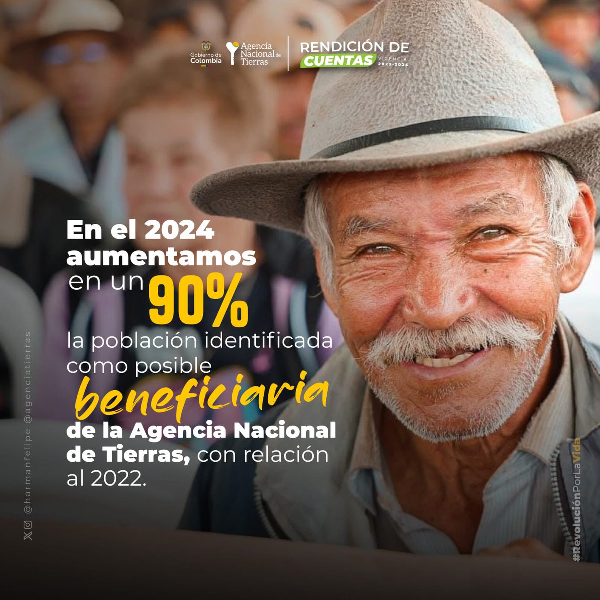 El Gobierno del Cambio ha logrado un avance histórico, en solo dos años aumentamos en más del 90% el número de familias campesinas identificadas como posibles beneficiarias de la <a href="/AgenciaTierras/">Agencia Nacional de Tierras</a>.

#NuevaEraANT