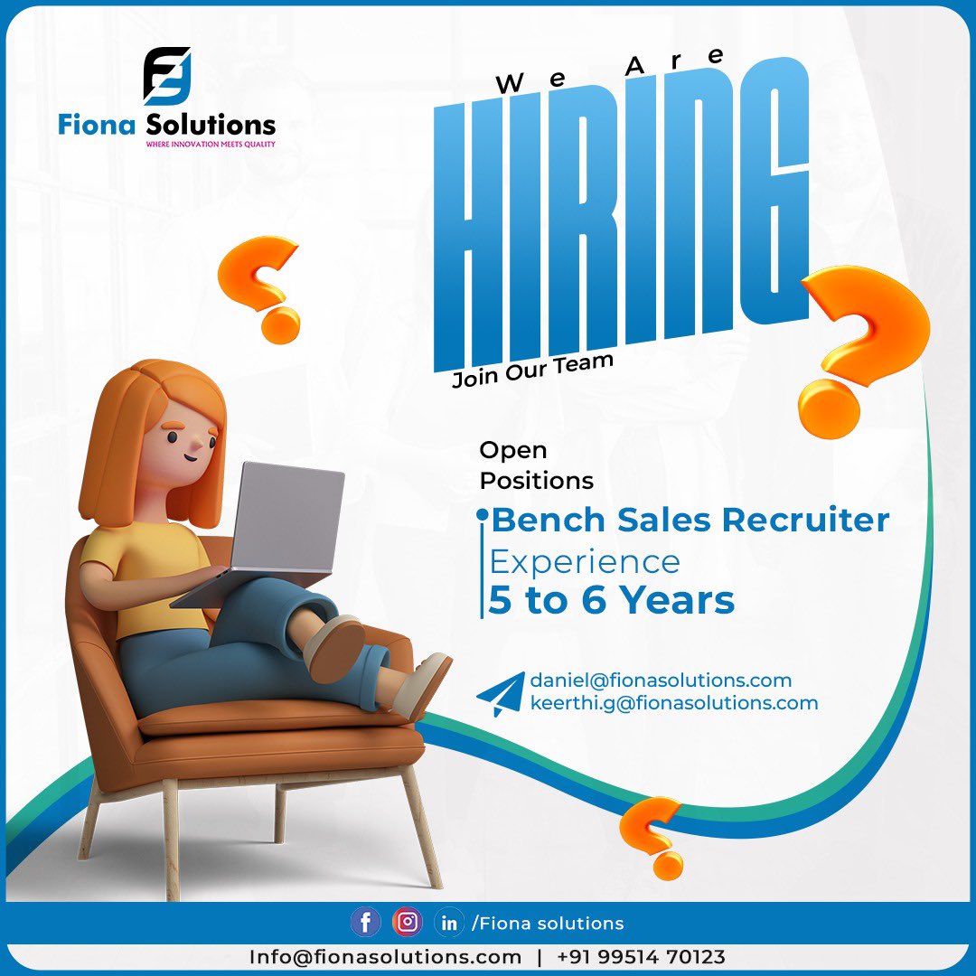 FionaSolutions's tweet image. 🔎 We Are Hiring:
Position: Bench Sales Recruiter
Experience Required: 5 to 6 Years

If you&apos;re passionate about building strong relationships, delivering exceptional results.

📧 Send your resume to:
👉 daniel@fionasolutions.com
👉 keerthi.g@fionasolutions.com