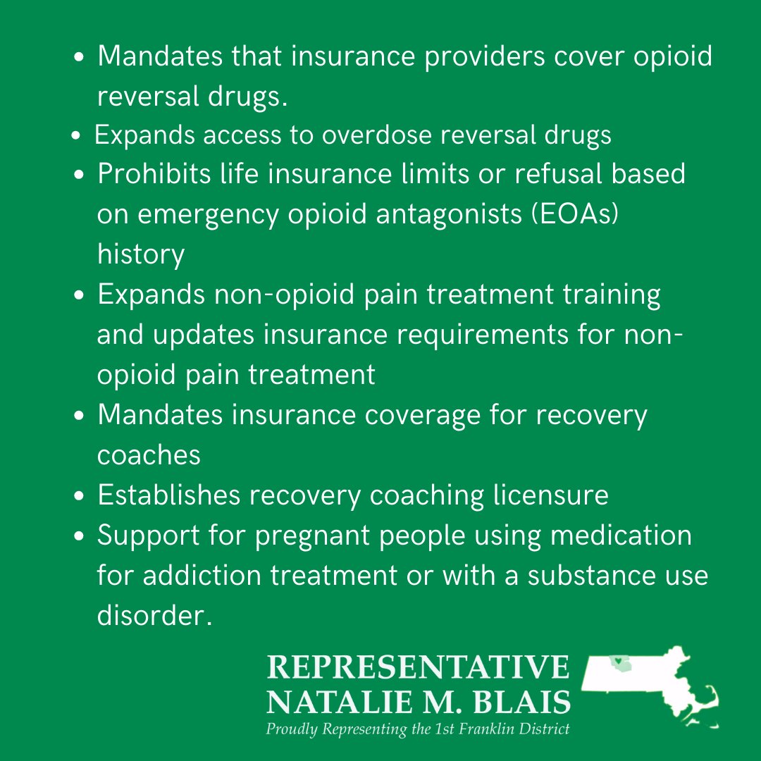 A conference committee of the MA House/Senate reached agreement on legislation that widely expands access to opioid reversal drugs, bolsters non-opioid pain treatments, and strengthens treatment for Massachusetts residents going through recovery. The bill has been signed into law