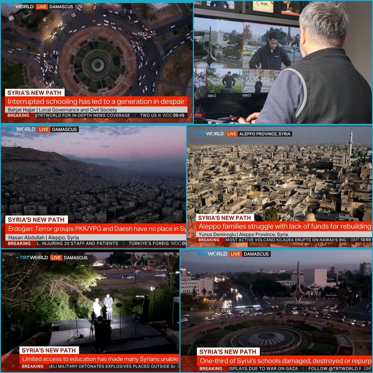 Our TRT World Syria Special broadcasts are now live. 

Tune in every weekday at 10:30 GMT and 14:30 GMT for the latest updates, featuring live coverage from key regions including Damascus, Aleppo, Latakia, Tel Rifaat, Afrin, Azaz, Bayirbucak, Golan Heights and more. 

Our