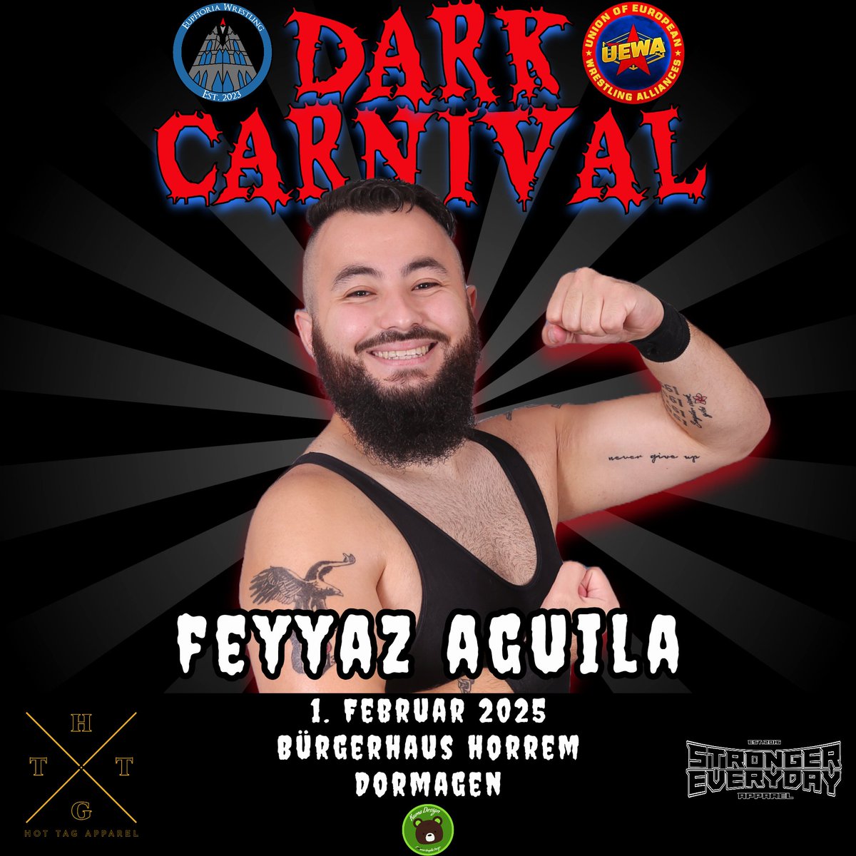 Euphoria Wrestling (@euphoriawrestle) on Twitter photo "Dark Carnival" - Feyyaz Aguila
Turkish party animal <a href="/FeyyazAguila/">Feyyaz Aguila 🦅</a> will also want to make Dormagen unsafe on 1 February.
Tickets - Dark Carnival:
linktr.ee/euphoriawrestl…
#euphoriawrestling #wrestling #dormagen #cologne #announcement #EWdarkcarnival #düsseldorf #FeyyazAguila "Dark Carnival" - Feyyaz Aguila
Turkish party animal <a href="/FeyyazAguila/">Feyyaz Aguila 🦅</a> will also want to make Dormagen unsafe on 1 February.
Tickets - Dark Carnival:
linktr.ee/euphoriawrestl…
#euphoriawrestling #wrestling #dormagen #cologne #announcement #EWdarkcarnival #düsseldorf #FeyyazAguila