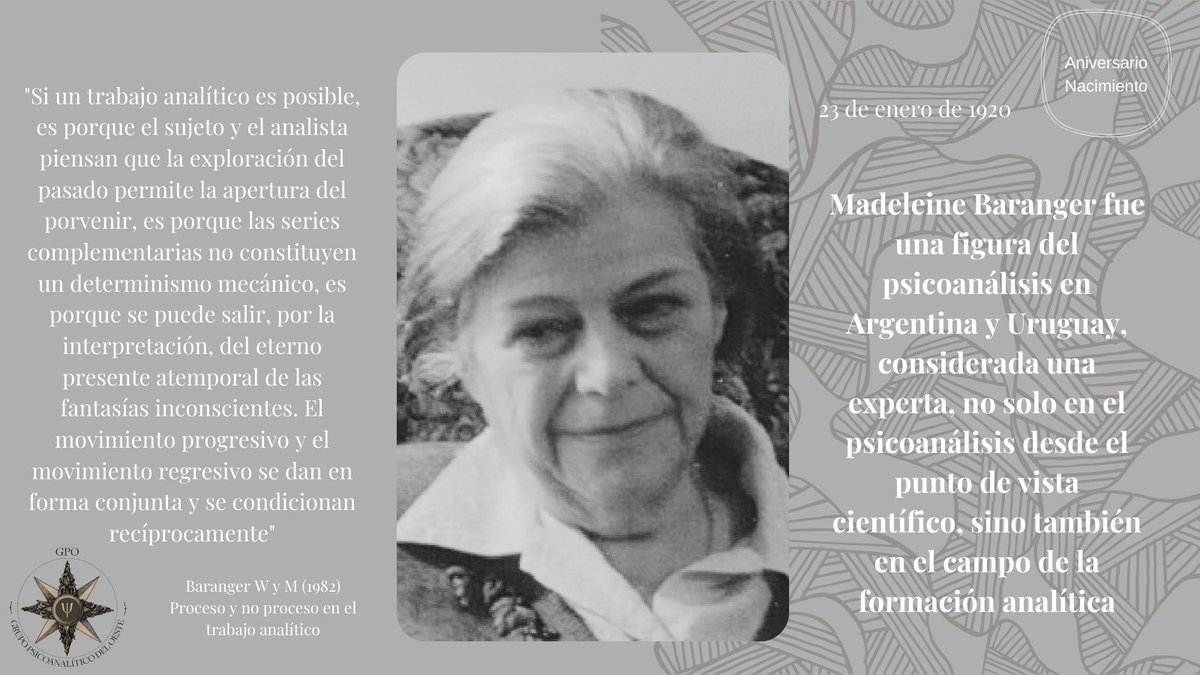grupopsioeste's tweet photo. Recordamos a Madeleine Baranger en el aniversario de su nacimiento.

-
-
#aniversarionacimiento #GPO #grupopsicoanaliticodeloeste #formaciónanalítica #formacionanalitica https://t.co/XaPXwWyfxv