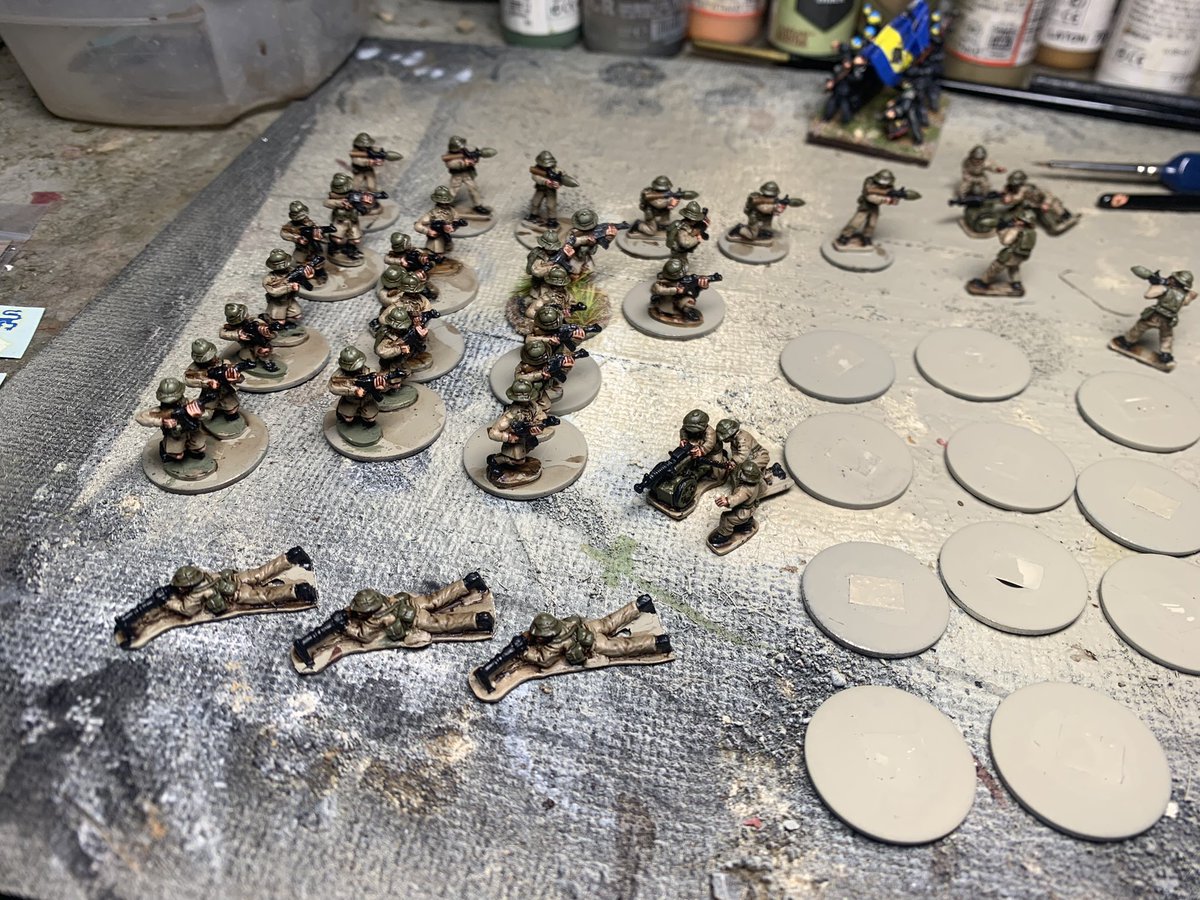 15mm NVA forces coming together slowly in between footie &amp; wine breaks 😂. Basing to follow &amp; dry brushing. Muling over whether to add foliage to the figures. More figures to be painted next week so I can play Big Nam  (CoC) games next year. #wargames #spreadthelard #wargaming