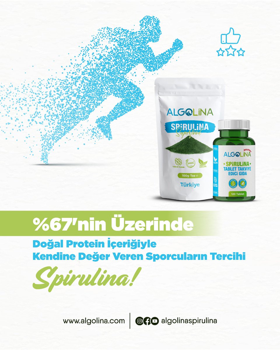 %67'nin Üzerinde Doğal #protein İçeriğiyle Kendine Değer Veren Sporcuların Tercihi Algolina Spirulina

Tablet ve toz formda tercih edebilirsiniz. 💫