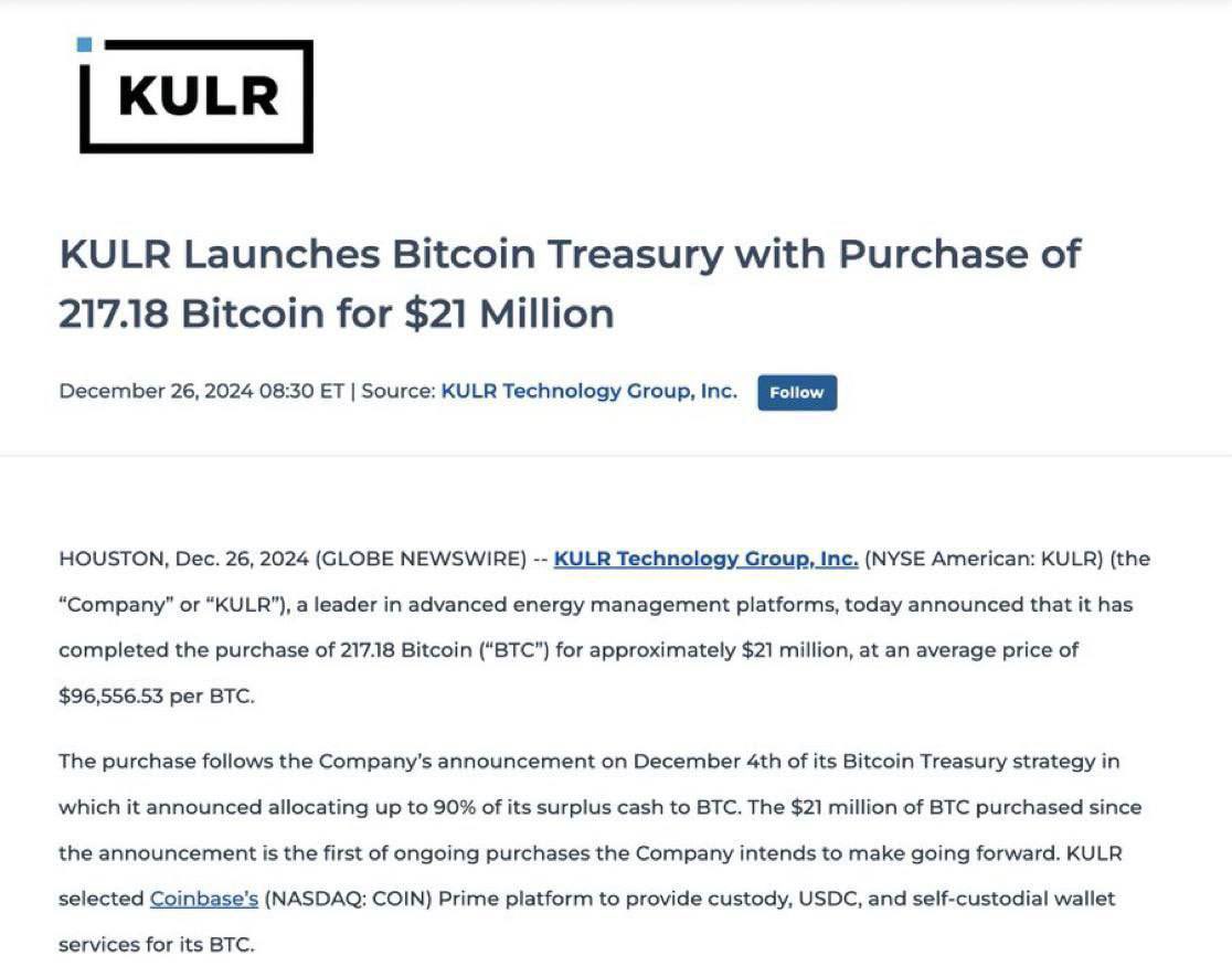 AshCrypto's tweet photo. 🚨 BREAKING 🚨 

PUBLIC COMPANY KULR BUYS 217
BTC WORTH $21 MILLION FOR ITS 
BITCOIN TREASURY STRATEGY.

GLOBAL FOMO IS COMING 🔥 https://t.co/sSDE2zOP28