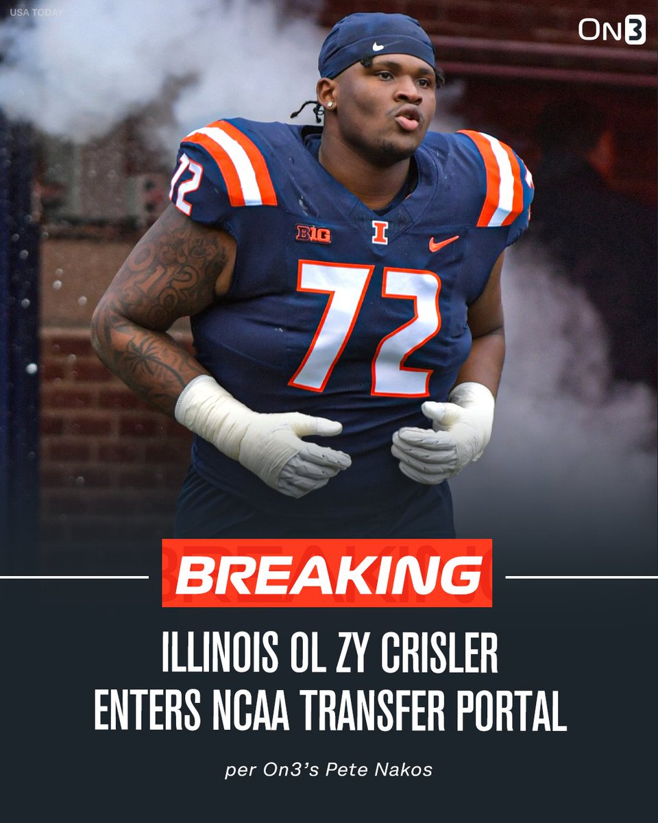 NEWS: Illinois OL Zy Crisler has entered the NCAA Transfer Portal, per <a href="/PeteNakos_/">Pete Nakos</a>.

2x Honorable Mention All-Big Ten.

on3.com/college/illino…