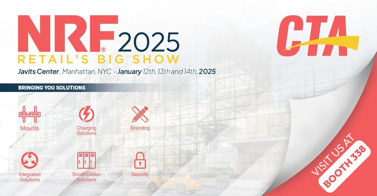 CTADigital's tweet photo. Join CTA at NRF 2025! Visit us at booth 338 where we are eager to meet you and showcase our innovative products for the upcoming year. We can't wait to share our passion and new developments with you https://t.co/oIibLscKHF