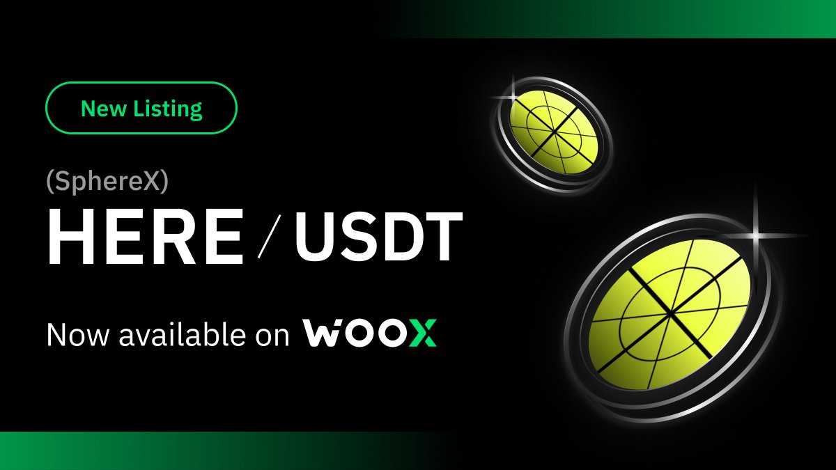 ⚠️ Listing now live!

$HERE-USDT (<a href="/SphereX_XYZ/">SphereX - Ultimate Cross-Chain DEX</a>) spot trading is here.

Get started: woox.io/en/trade/HERE_…

Pro tip: Stay tuned for your chance to win big with $HERE