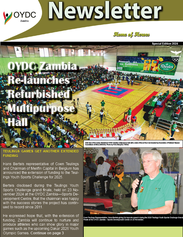 Friends!
As we prepare to wind up 2024 in anticipation of 2025, the OYDC Zambia is sharing with you the 2024 E-Newsletter highlighting some of the activities which were hosted at the sports facility.
Download Link: oydc.org.zm/2024-oydc-zamb…