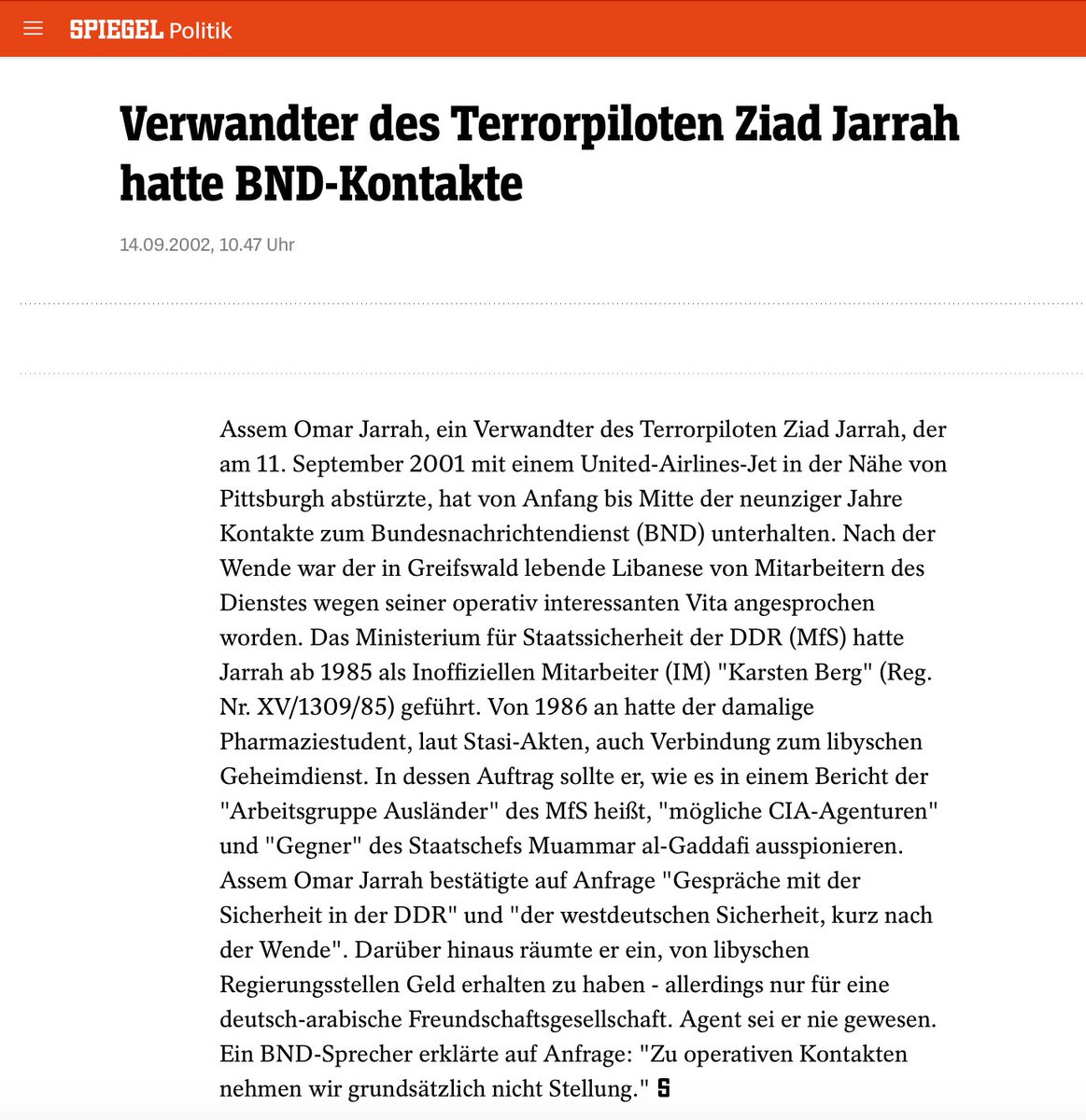 FrauHodl (@frauhodl) on Twitter photo <a href="/DrPuerner/">Dr. Friedrich Pürner, MPH</a> The Miller Center an der Rutgers University in New Jersey wird von John J. Farmer, Jr. geleitete. Der war auch Senior Counsel in der 9/11 Commission.
Und 9/11 hat ja was mit Deutschland zu tun.
Ziad Jarrah von Flug 93 in Pennsylvania kam ursprünglich aus Greifswald und der <a href="/DrPuerner/">Dr. Friedrich Pürner, MPH</a> The Miller Center an der Rutgers University in New Jersey wird von John J. Farmer, Jr. geleitete. Der war auch Senior Counsel in der 9/11 Commission.
Und 9/11 hat ja was mit Deutschland zu tun.
Ziad Jarrah von Flug 93 in Pennsylvania kam ursprünglich aus Greifswald und der