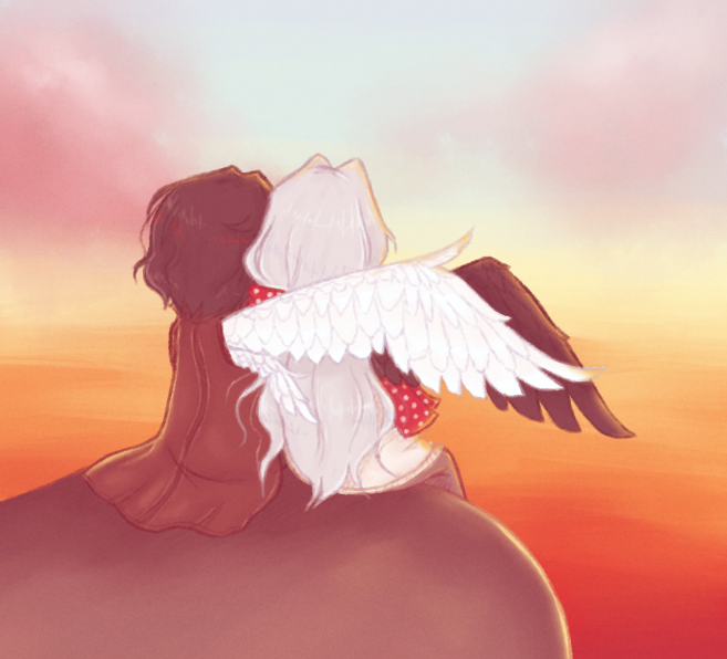 wingneery's tweet photo. #sephgealweek

day 6 - solace
please turn my feathers white with yours

#sephgeal https://t.co/k9hQxGA7h2
