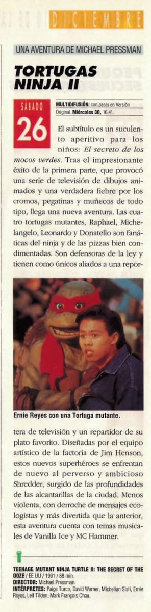 gencanalplus's tweet photo. Muy fan de los mocos verdes. Cortita y al grano.

El 26 de diciembre del 92 C+ estrenó “Tortugas ninja 2: El secreto de los mocos verdes” de Michael Pressman https://t.co/VBYvgewYBL