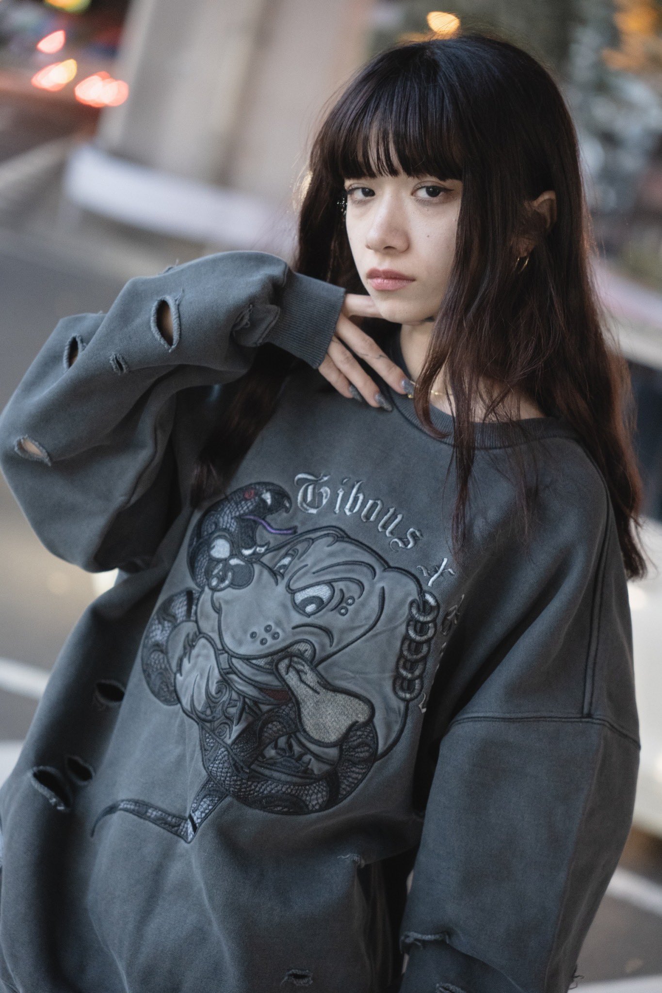 gibous galfyコラボ　最初期 gibous × GALFYコラボ🐍🐶】 gibous×GALFY snake dog studs T shirt