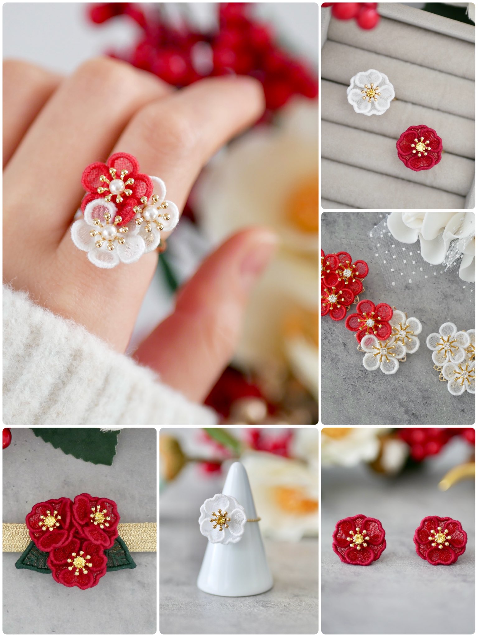 ハルノネ | オーガンジー刺繍フラワーアクセサリー ハルノネ | オーガンジー刺繍フラワーアクセサリー