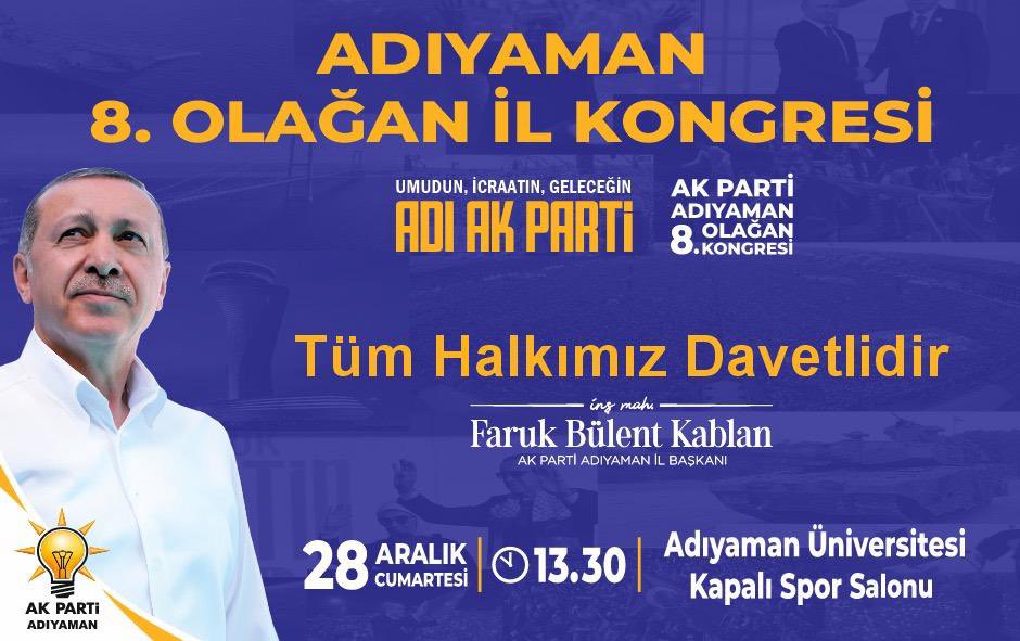 Birlik ve beraberlik içinde güçlü bir geleceğe yürümek için Ak Parti Adıyaman 8. Olağan İl Kongresi’nde bir araya geliyoruz. Ortak hedeflerimiz doğrultusunda kararlılıkla ilerliyor, Adıyaman’ımızı hep birlikte daha ileriye taşıyoruz.
Umudun, İcraatın, Geleceğin adı AK Parti

📅