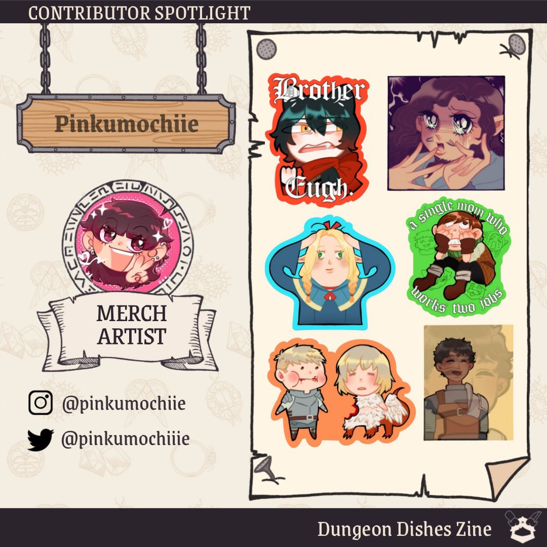 🍗Contributor spotlight🍗
✨Merch artist <a href="/Pinkumochiiie/">Quan</a> will create some eye catching merch to the zine❤️

🥘We encourage you to follow her and support her work!🥘