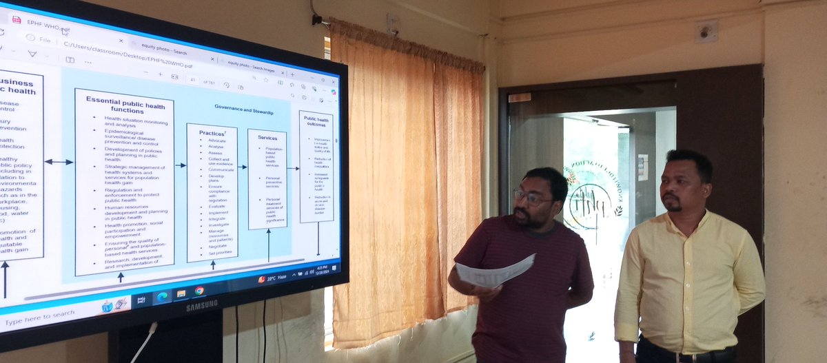 ShridharKadam's tweet photo. Our students @IIPHBhubaneswar, in-service Doctors deputed by Odisha Govt for Public Health Management course made presentation on Essential Public Health Functions #EPHF, reflecting the logical link between EPHF, Public Health Services & Health Outcomes.
@HFWOdisha
@nhmodisha https://t.co/twx61rrPtn