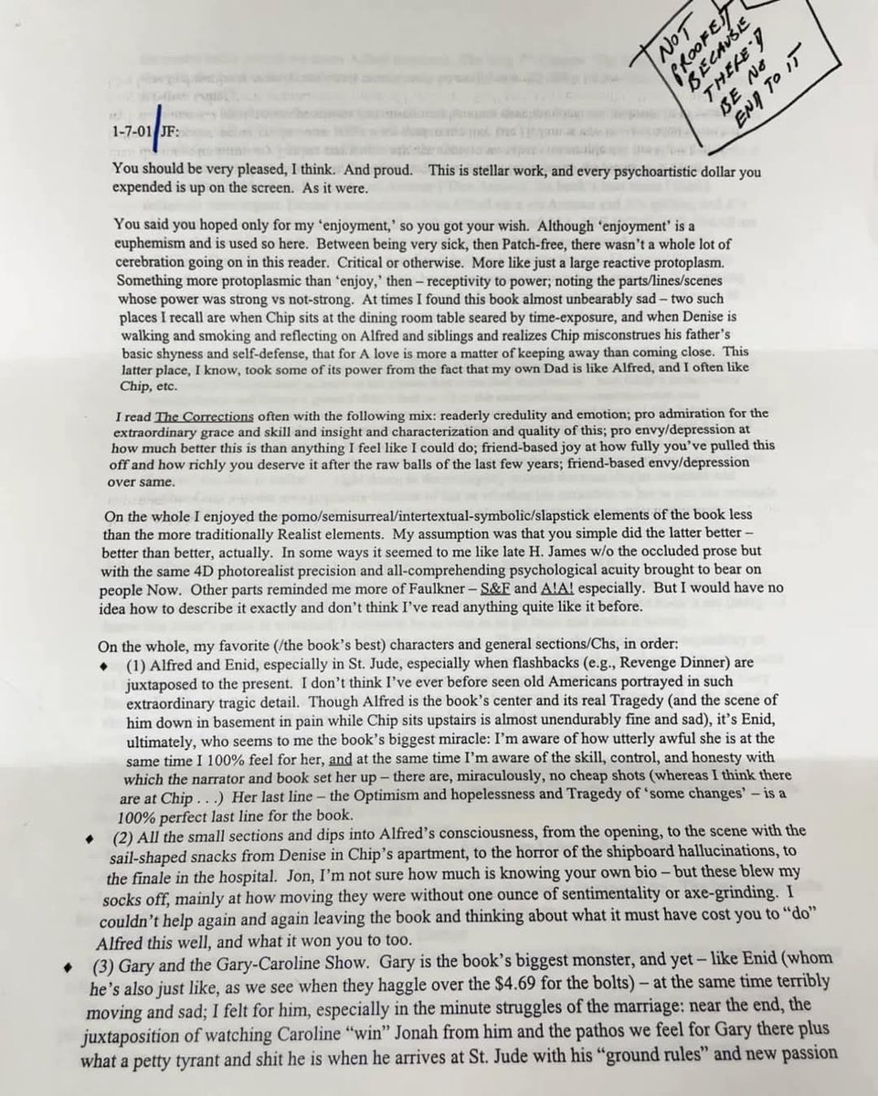 angelo_cennamo's tweet photo. La lettera che David Foster Wallace scrisse a Jonathan Franzen dopo aver letto Le correzioni. https://t.co/T3yynu0jWO