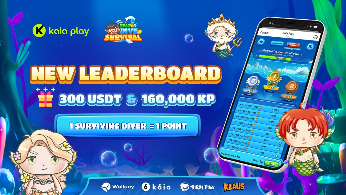 🌟 New Leaderboard Alert for Kaia Dive Survival! 🌟

The game just got more exciting! Now, every surviving diver counts. Match the “surviving divers” announced daily and earn points on the leaderboard.

🎯 Start Date: December 26, 2024

💰 Prize Pools:
Twilight Zone: 300 $USDT
