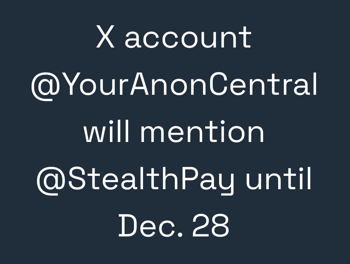 BatchukaO's tweet photo. A bet is created that @YourAnonCentral will mention another anonymous service @StealthPay on his X in the coming days.
Place your $Qubic bets 💵
https://t.co/L7s3dOt3lo
#PredictionMarkets #Anonymous #StealthPay https://t.co/RpgRcbOv7m