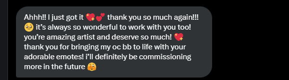 deny__gc01's tweet photo. Exposing client dms ૮₍ ˃ ⤙ ˂ ₎ა💢

There has been a lot of negativity in the art community lately. I just want to show appreciation for the people who have trusted/continue to trust me 🥺 I am not happy unless my commissioners are 110% happy. Some positivity on the tl ♡ https://t.co/11pQ7tKLki