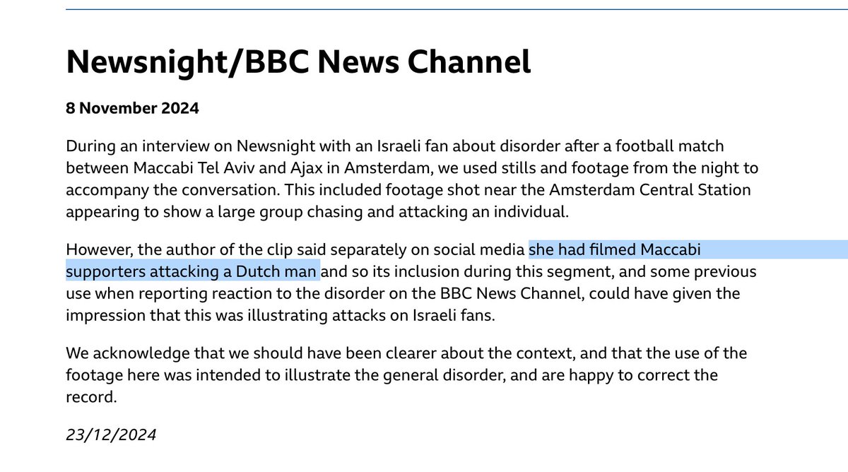 simonmaginn's tweet photo. What's your favourite 'antisemitism' fraud of 2024?
I think I go for the 'Amsterdam pogrom' which never happened.
Original report vs quiet little 'correction' some weeks later.
Classic BBC.
🏆 
#ItWasAScam https://t.co/JeSpTfkwAg