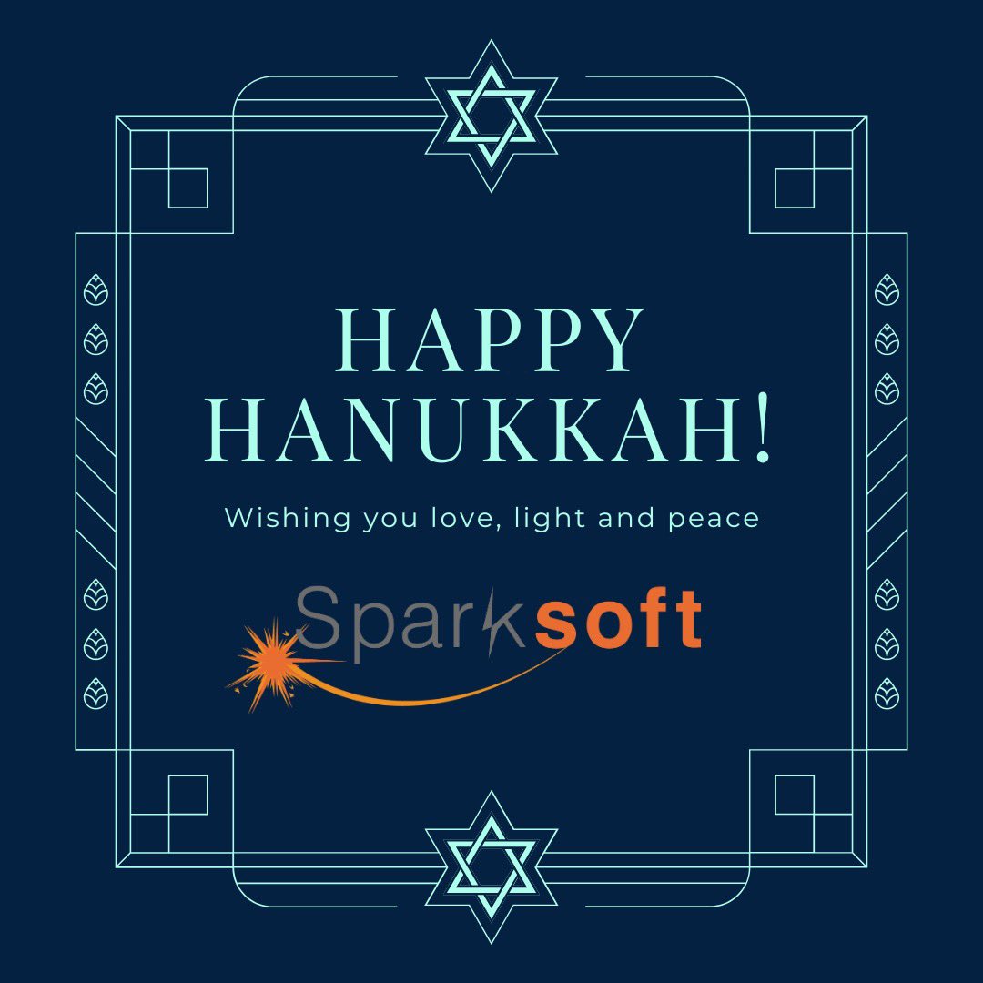 SparksoftCorp's tweet photo. Sparksoft wishes you a Happy Hanukkah filled with light and peace! #HappyHanukkah2024 https://t.co/RSDaGsFNym