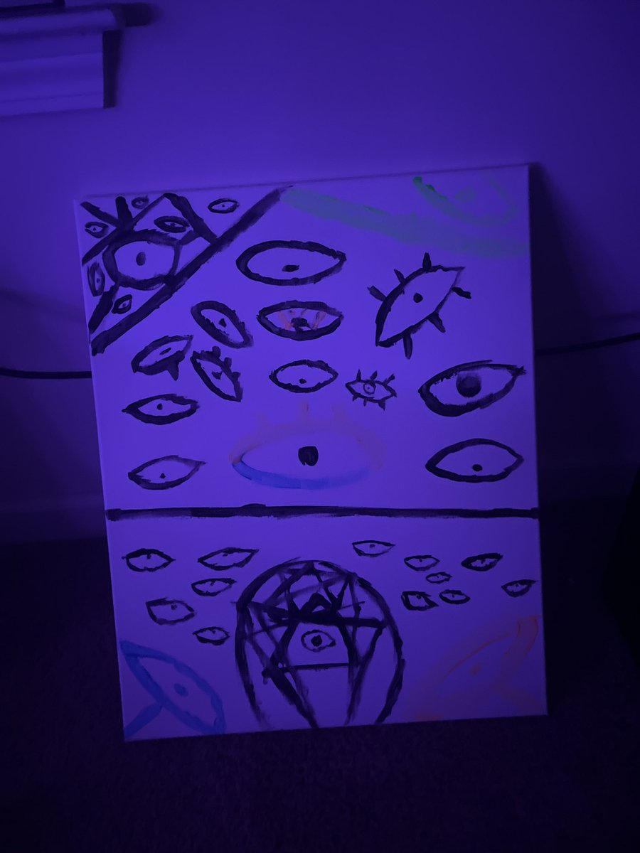 Maxie57_'s tweet photo. Did a painting last night, it was blacklight night so I tried to use some neon colours :3 https://t.co/LKFYPgcI5R