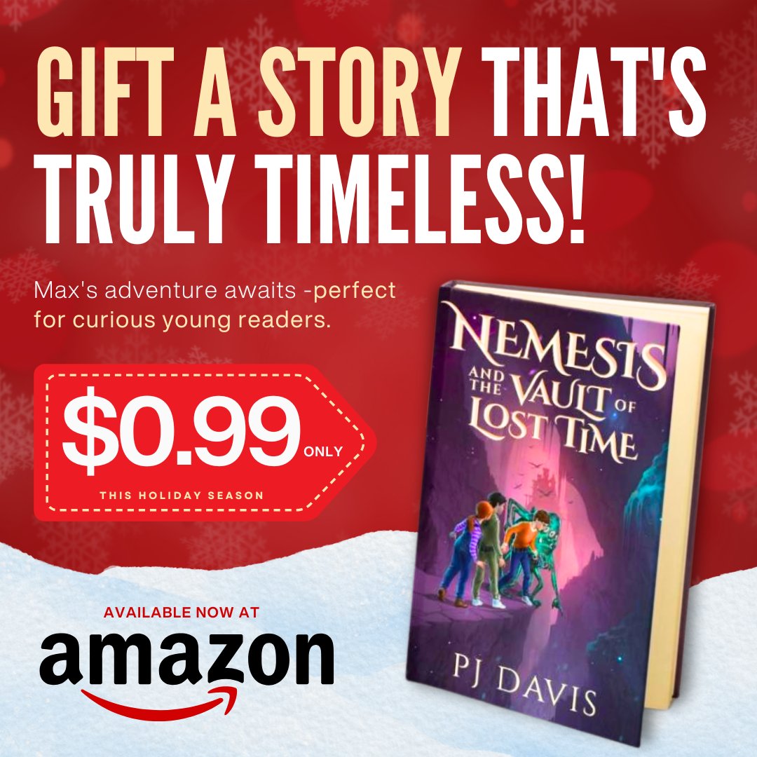 One week only... Nemesis and the Vault of Lost Time is now available on Amazon Kindle for just 99 cents. If you have a middle grade reader, or love supernatural mystery adventures, download a copy. #kidlit #middlegradefiction #middlegradebooks #booksforboys #bookstagram #yabooks