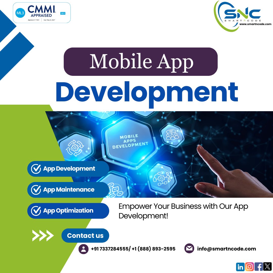 smartncode's tweet image. SMARTnCODE offers top-tier app development, maintenance, and optimization services for scalable, high-performance mobile solutions.
Contact us at smartncode.com to start your app journey!
#MobileAppDevelopment #Smartncode #WebDevelopment #Appdevelopment #MobileAppDesign