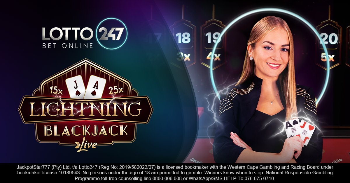 Lotto247_SA's tweet photo. Set the pace for 2025 with Lightning Blackjack! ⚡ It’s time to place your bets and see what happens with Lotto247. 🃏
#LightningBlackjack #Lotto247 #NewYearLuck
𝗕𝗘𝗧 𝗡𝗢𝗪: https://t.co/8LhOdvUunC https://t.co/Do0rs5206e