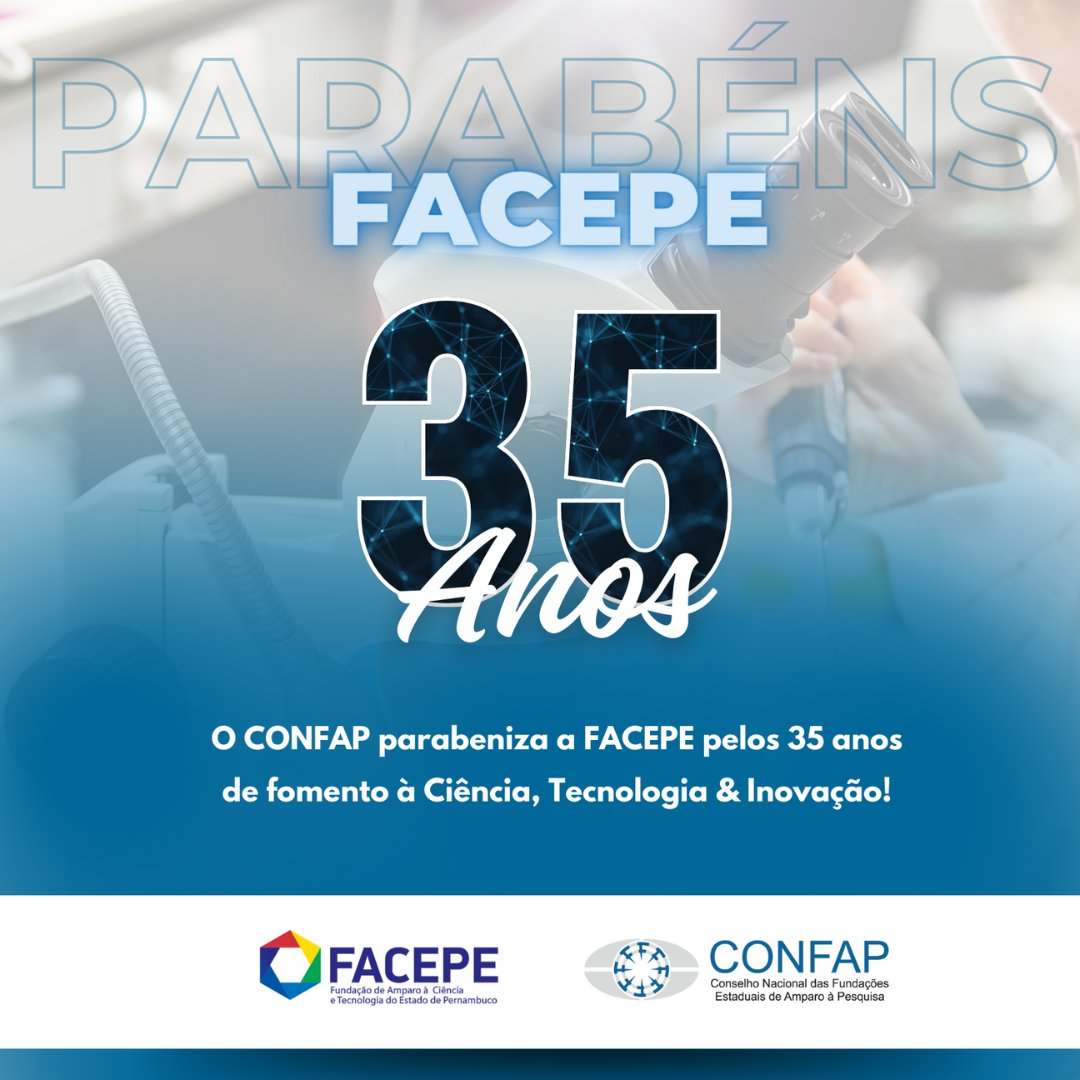 confapbr's tweet photo. Nesta quinta-feira (26), a Fundação de Amparo à Ciência e Tecnologia do Estado de Pernambuco (FACEPE) completa 35 anos.
A FACEPE foi criada pela Lei n° 10.401, de 26 de dezembro 1989.
➡️ https://t.co/GirE8bIhxT
#FACEPE35anos
#Pernambuco
#CONFAP https://t.co/jJFShrYg04