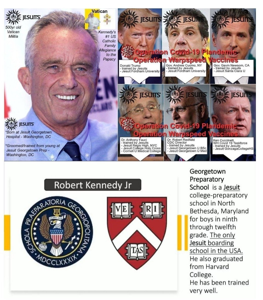 TrevorJukes1's tweet photo. The CDC was founded by Jesuit Order trained puppet Joseph Mountin, the lead men for the C19 dystopia were Jesuit Order puppet Robert Redfield (Georgetown) &amp; Jesuit Order puppet Anthony Fauci (Regis High School &amp; College of Holy Cross)
It's a big Club!! https://t.co/EFNpo4jSLK